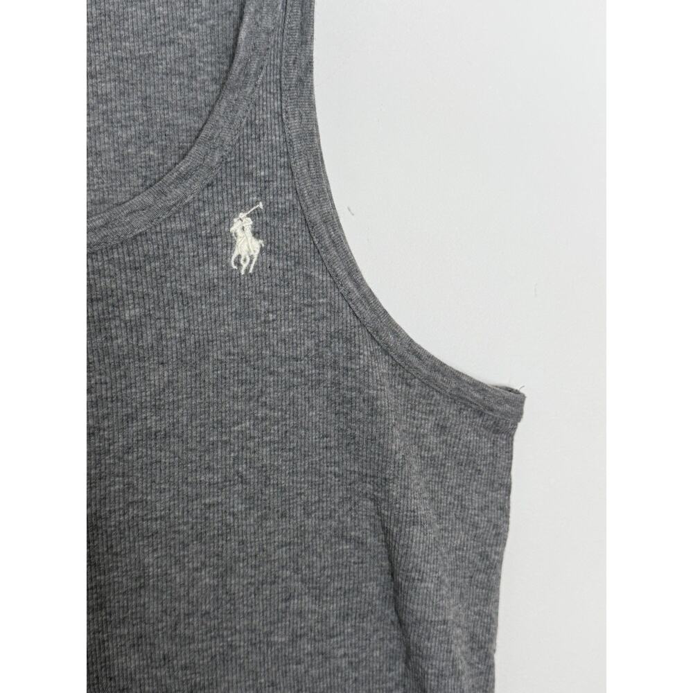 Ralph Lauren Ribbed Tank Dress Gray Pima Cotton Pony Size XL Preppy Sport - Picture 3 of 6
